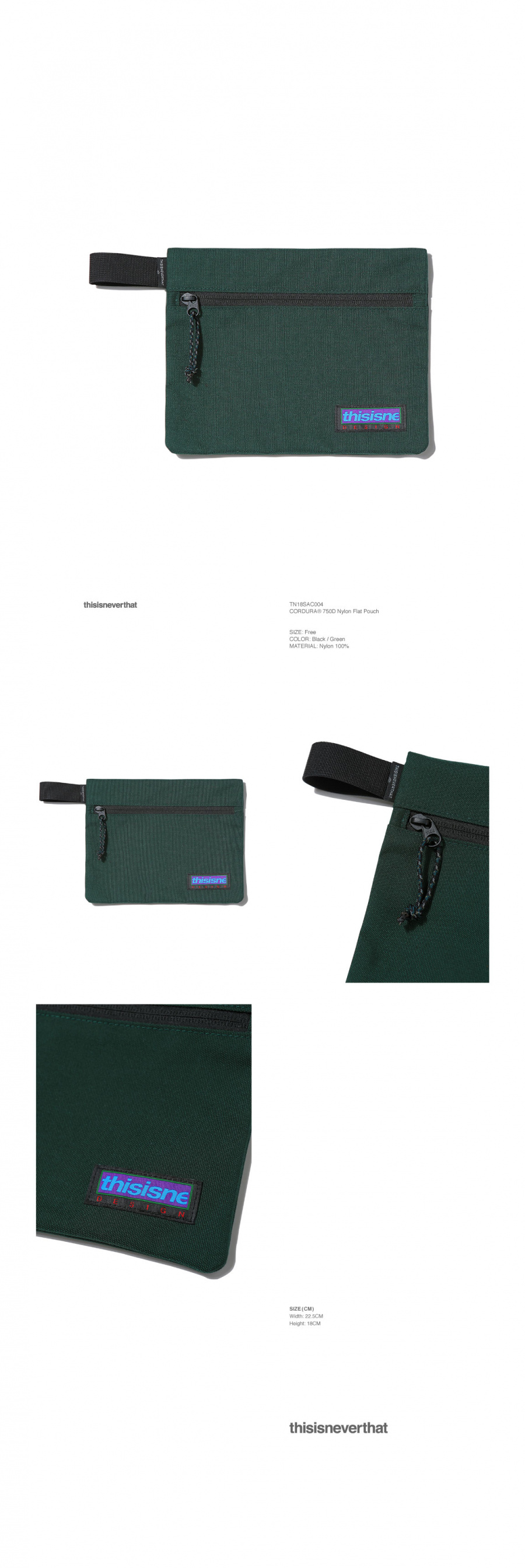 디스이즈네버댓(THISISNEVERTHAT) CORDURA® 750D Nylon Flat Pouch Green