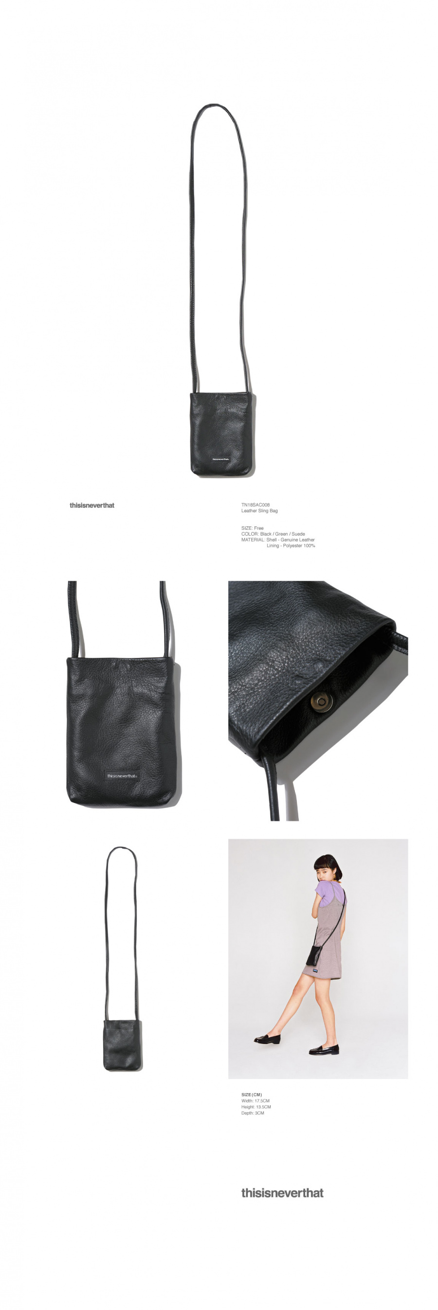 디스이즈네버댓(THISISNEVERTHAT) Leather Sling Bag Black