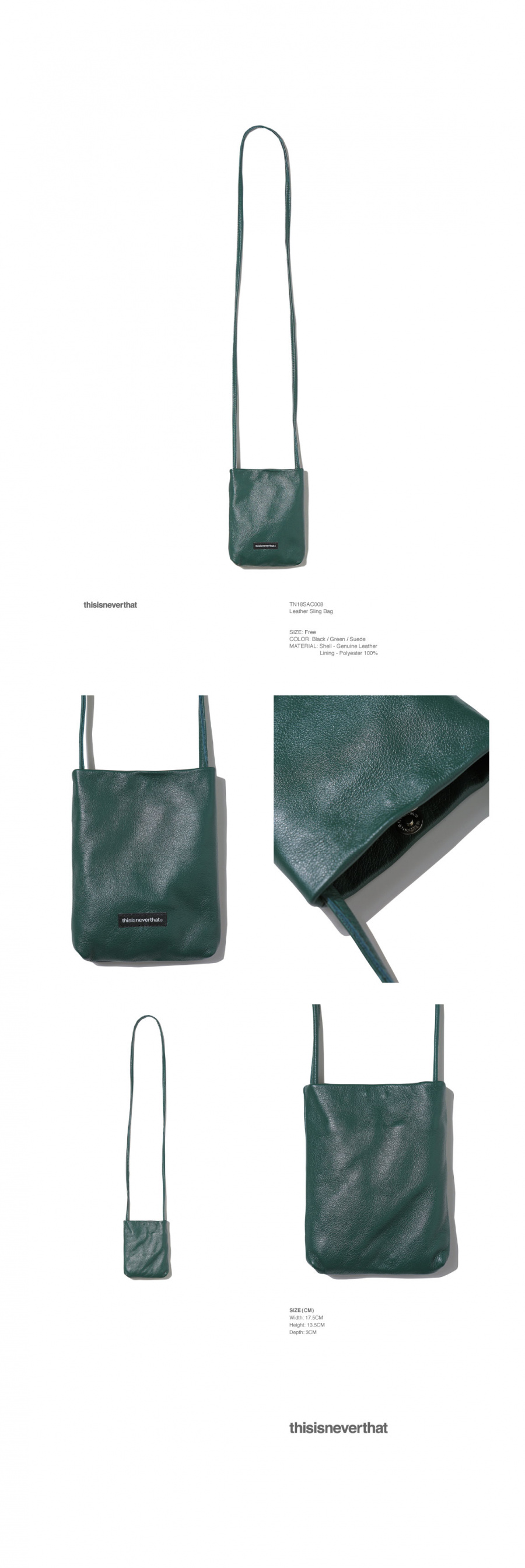 디스이즈네버댓(THISISNEVERTHAT) Leather Sling Bag Green