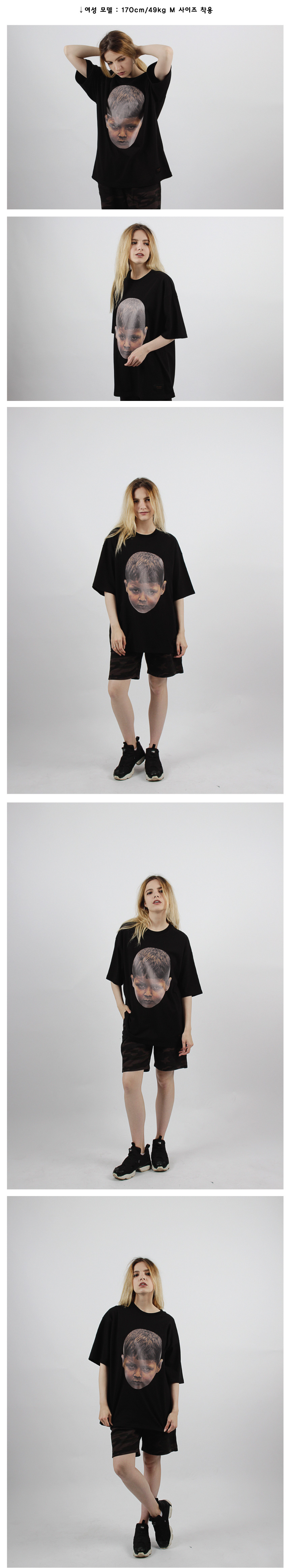 꼼파뇨(COMPAGNO) [16수] 헤비 오버핏 배드 차일드 반팔 블랙