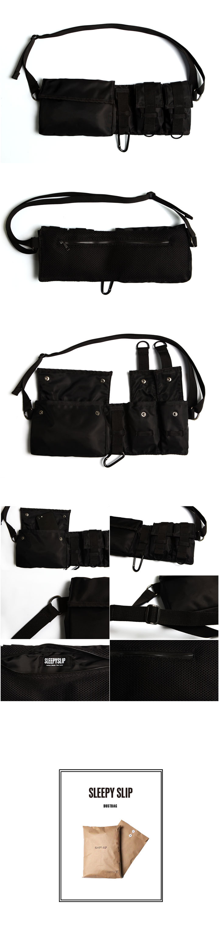 슬리피슬립(SLEEPYSLIP) [unisex]183; 3POCKET UTILITY BAG BLACK