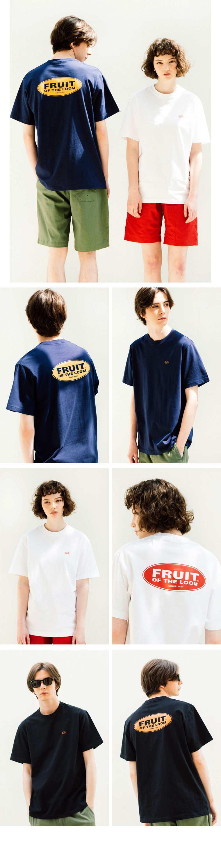 프룻오브더룸(FRUIT OF THE LOOM) [Asian fit] 210g OVAL LOGO T-SHIRTS WHITE