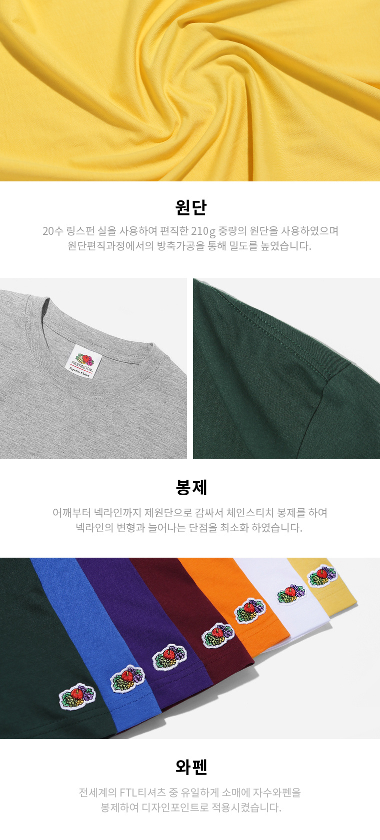 프룻오브더룸(FRUIT OF THE LOOM) [Asian fit] 210g FRUIT LOGO T-SHIRTS WHITE