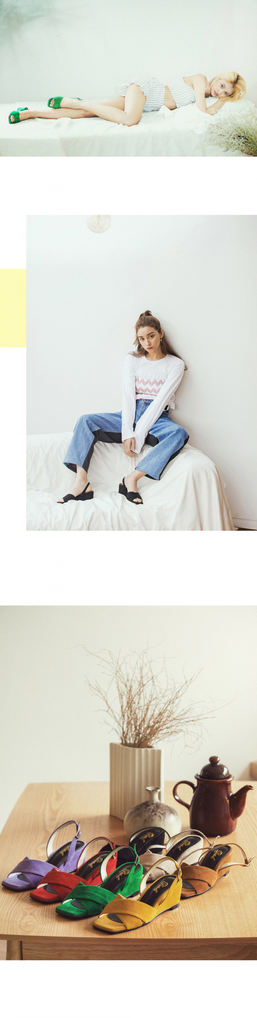 디토레(DITOLE) 연보라 스웨이드 엑스스트랩  웨지샌들