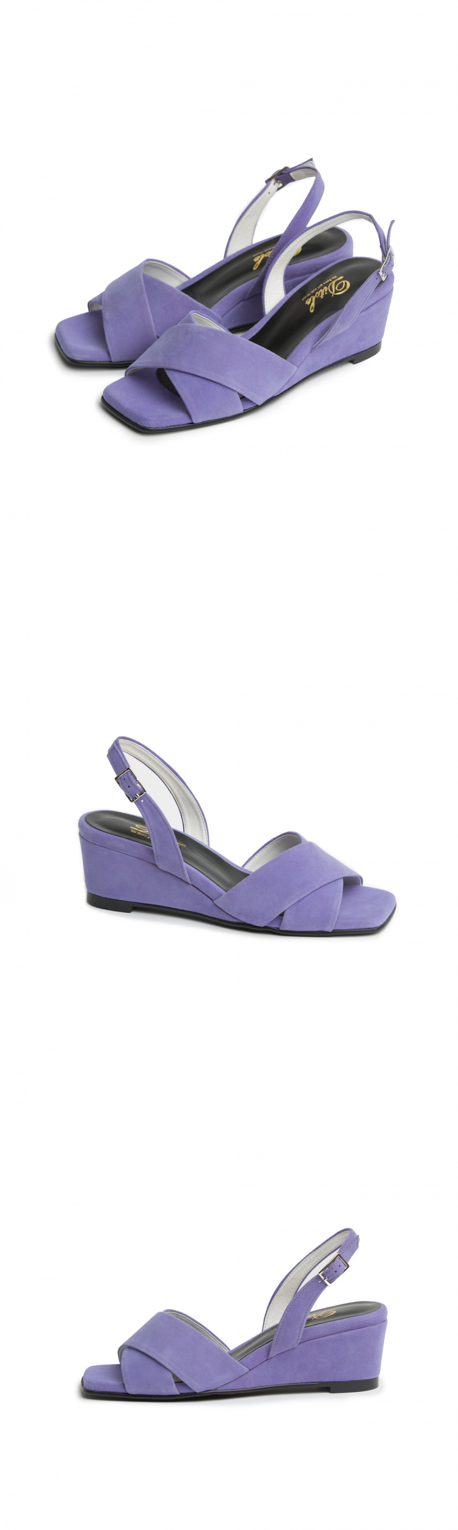 디토레(DITOLE) 연보라 스웨이드 엑스스트랩  웨지샌들