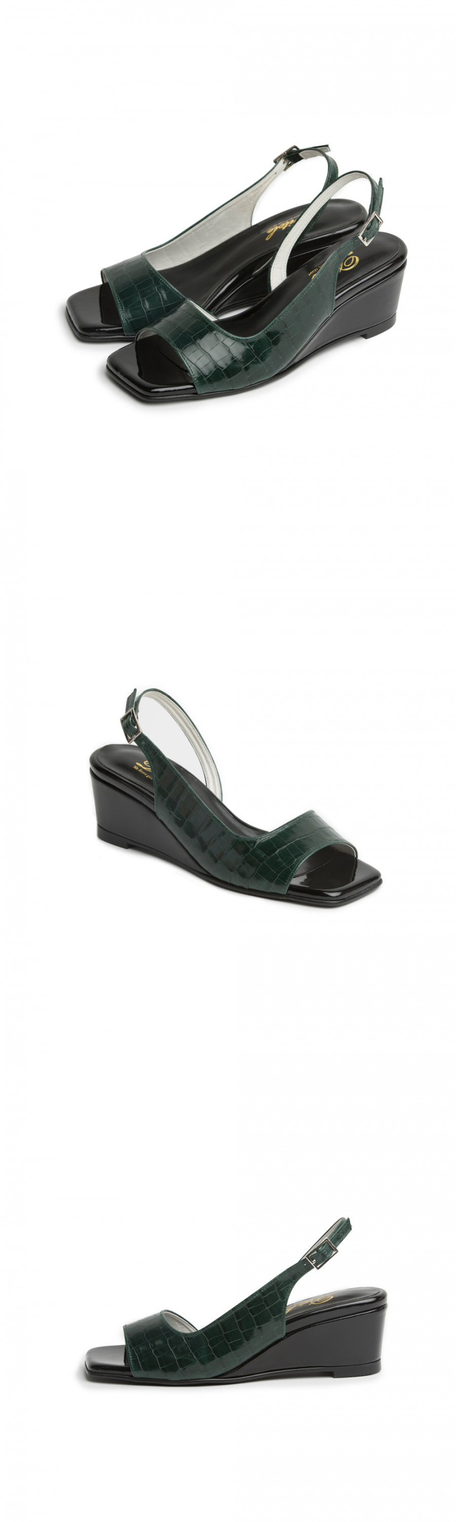 디토레(DITOLE) 다크그린 카키와니 웨지힐 샌들