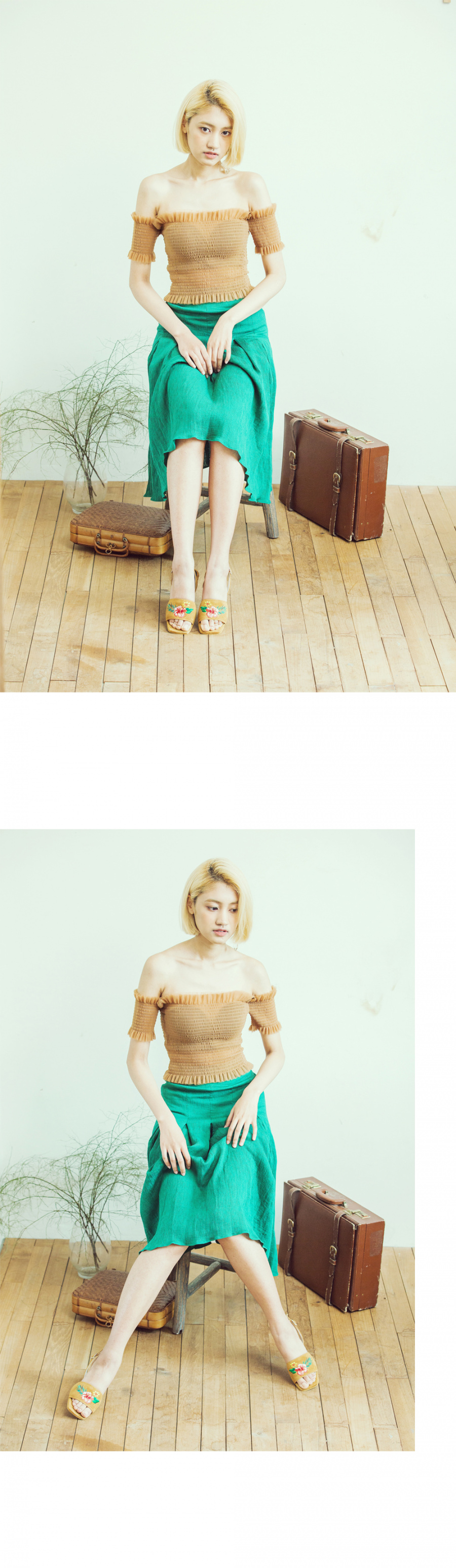디토레(DITOLE) 카멜 스웨이드 히비스커스자수 샌들