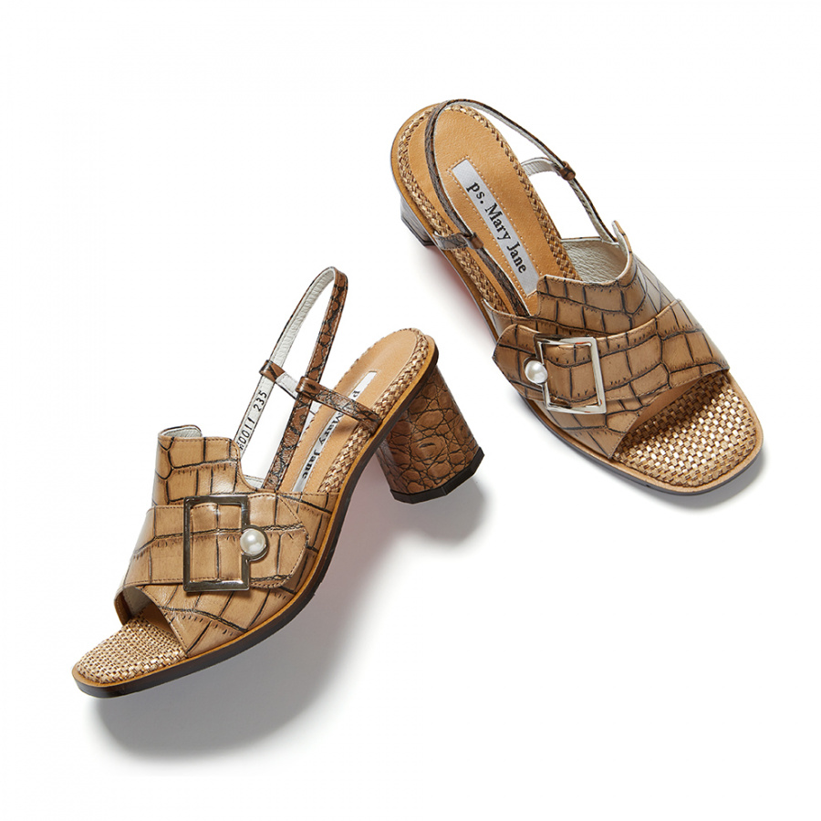 피에스메리제인(PSMARYJANE) PM0011 Buckle Point sandal beige