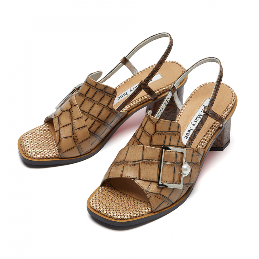 피에스메리제인(PSMARYJANE) PM0011 Buckle Point sandal beige