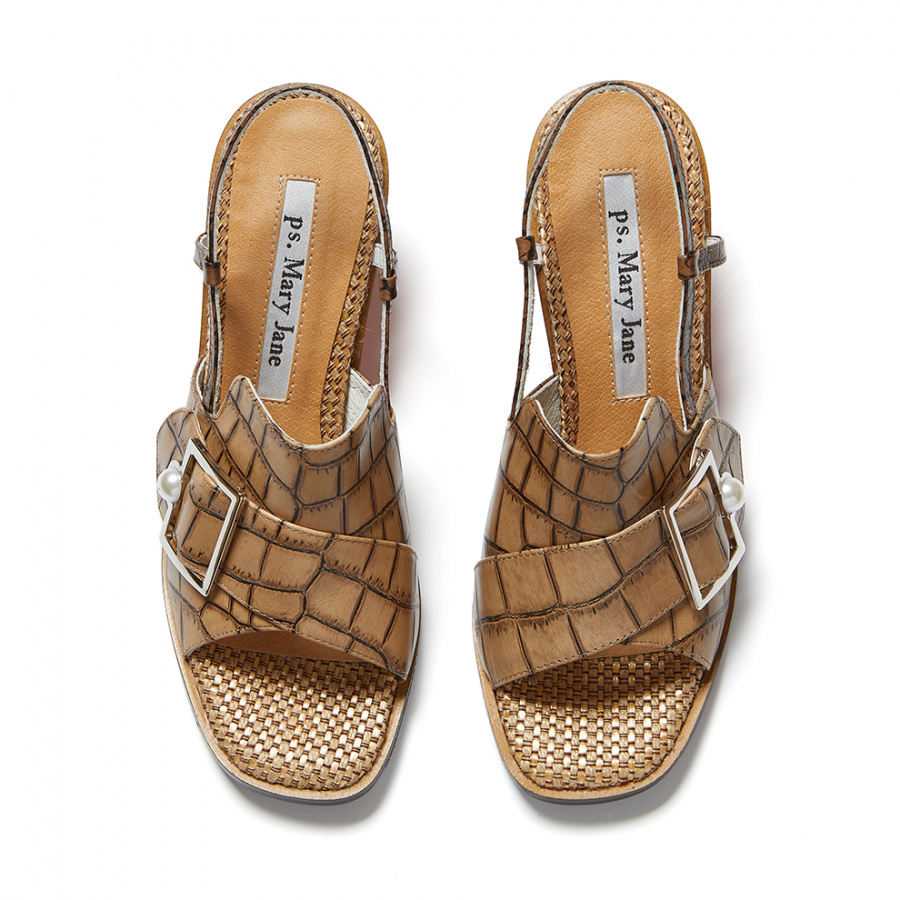 피에스메리제인(PSMARYJANE) PM0011 Buckle Point sandal beige