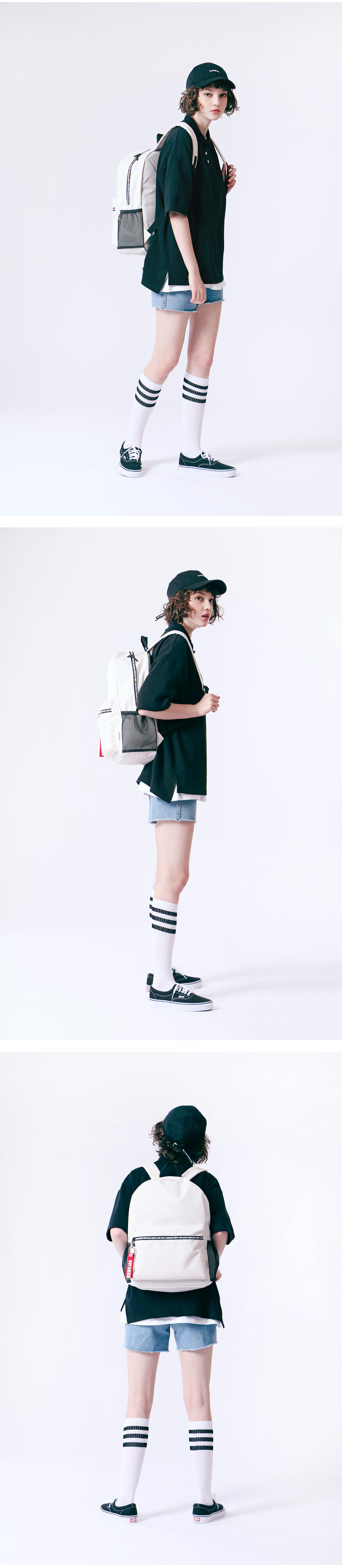 버빌리안(BUBILIAN) bubilian 지퍼 포인트 백팩_베이지&블랙