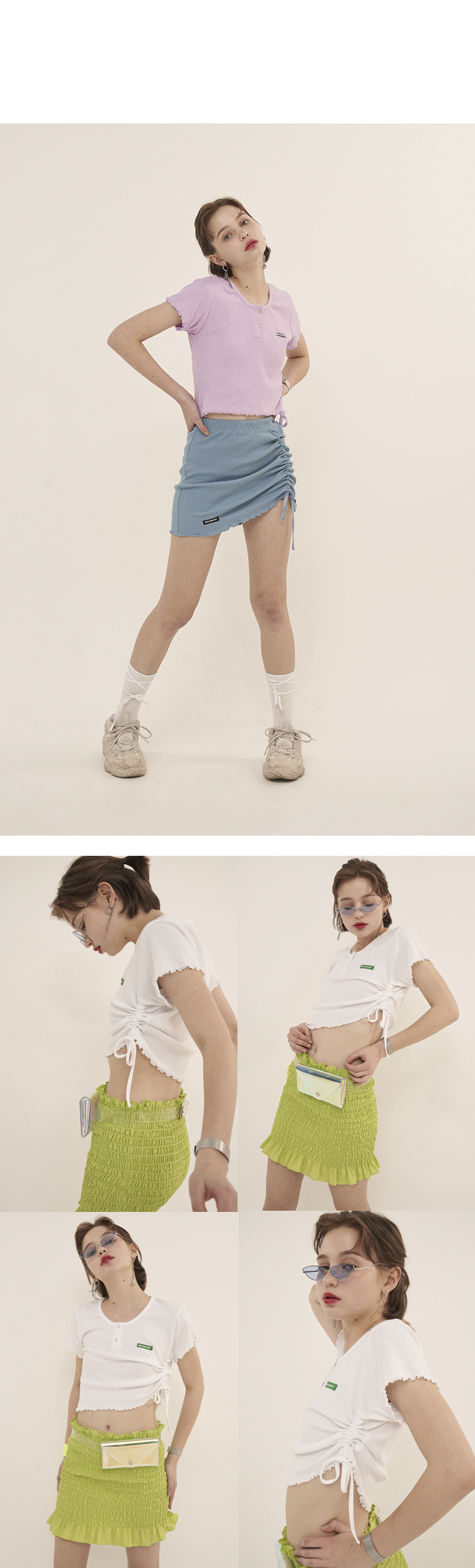 오드원아웃(ODDONEOUT) 웨이브 스트링 크롭_스카이 블루