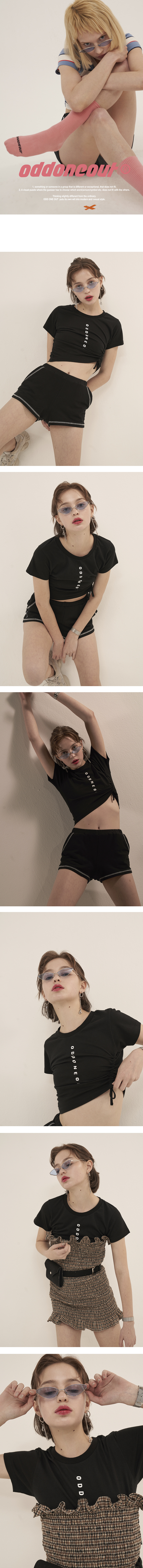 오드원아웃(ODDONEOUT) 로고 스트링 크롭_블랙