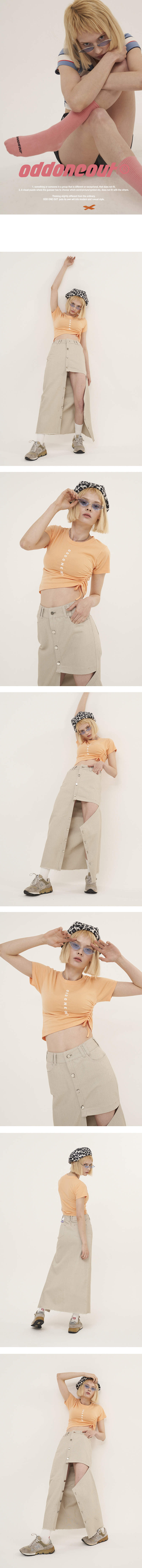 오드원아웃(ODDONEOUT) 로고 스트링 크롭_오렌지