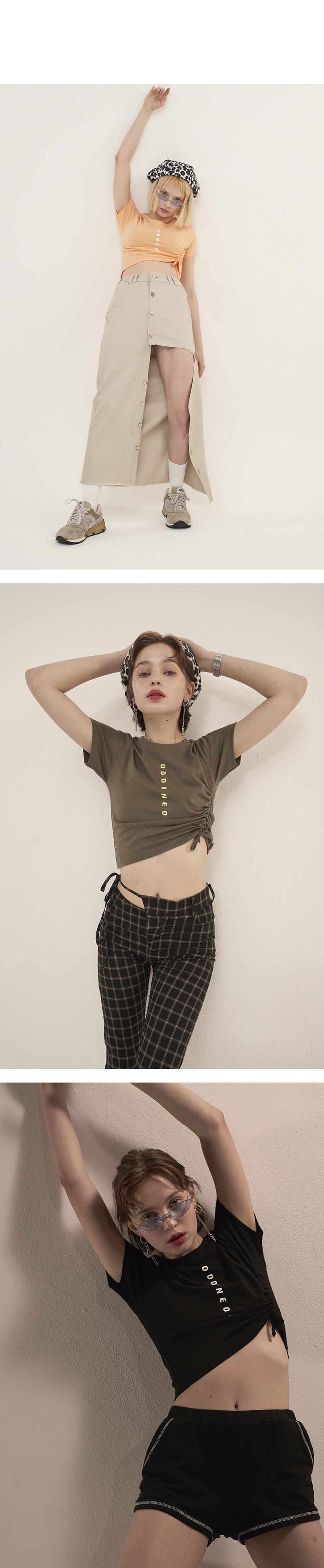 오드원아웃(ODDONEOUT) 로고 스트링 크롭_화이트