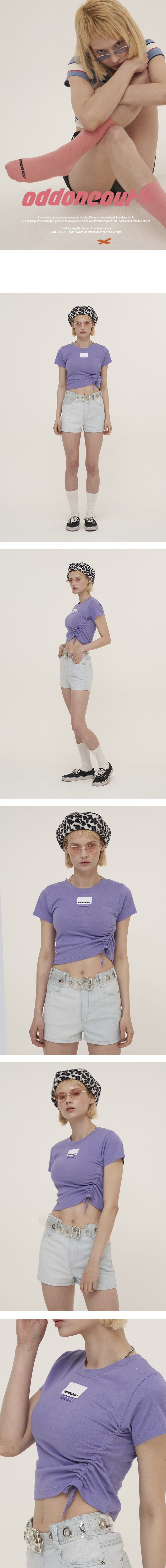 오드원아웃(ODDONEOUT) 포인트 라벨 스트링 크롭_퍼플