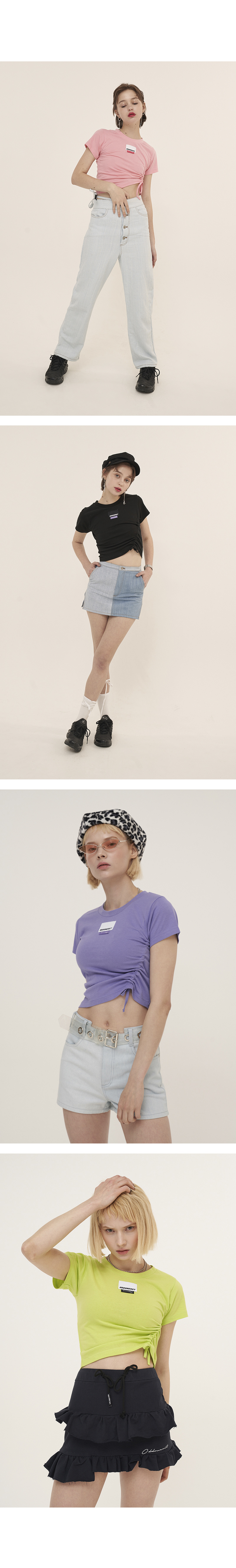 오드원아웃(ODDONEOUT) 포인트 라벨 스트링 크롭_화이트