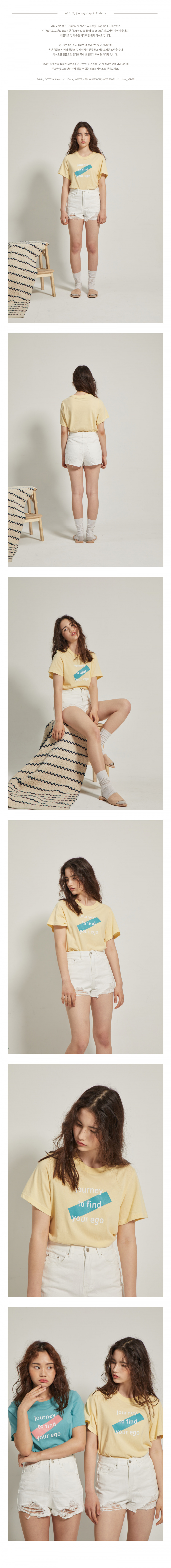 니나노사노(NINANOSANO) journey graphic T-shirts YELLOW