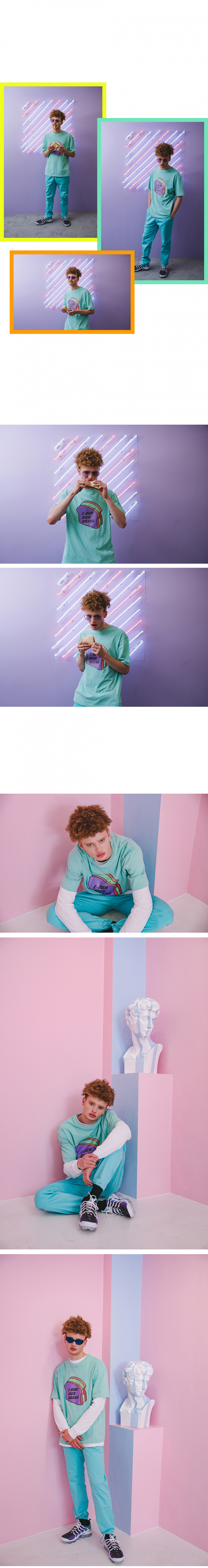 모프(MORP) 이런식빵 반팔 티셔츠 민트 (오버사이즈 스트릿)