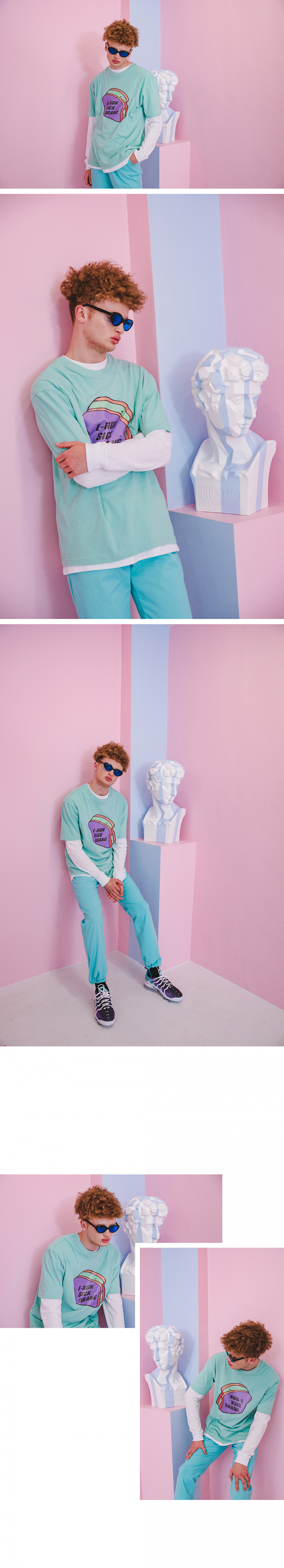 모프(MORP) 이런식빵 반팔 티셔츠 민트 (오버사이즈 스트릿)