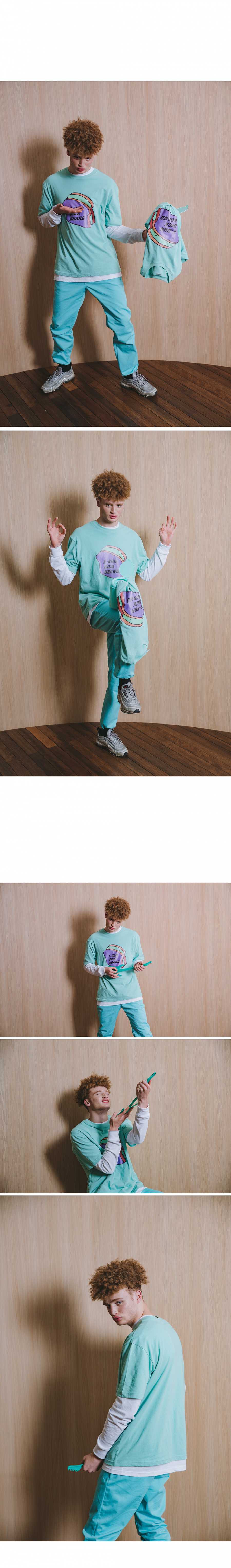 모프(MORP) 이런식빵 반팔 티셔츠 민트 (오버사이즈 스트릿)