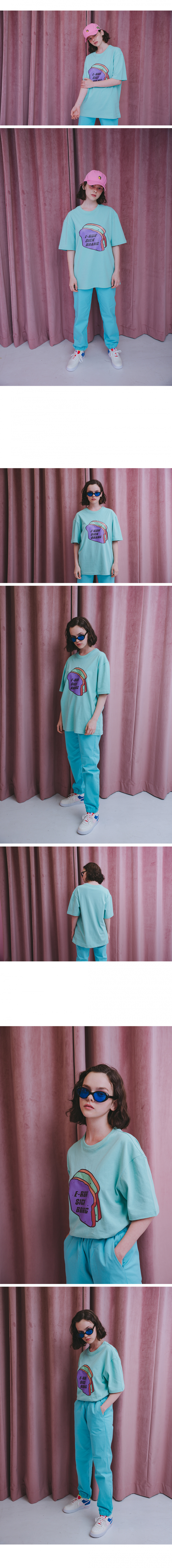 모프(MORP) 이런식빵 반팔 티셔츠 민트 (오버사이즈 스트릿)