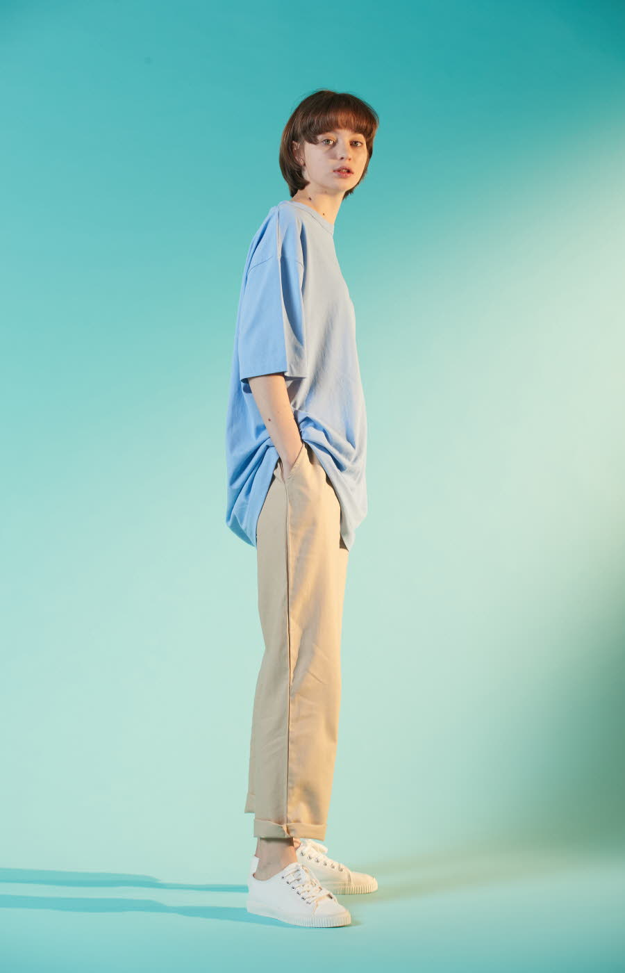 하이플래닛(HIGH PLANET) T[1005]바이오 오버핏 티셔츠(블루)