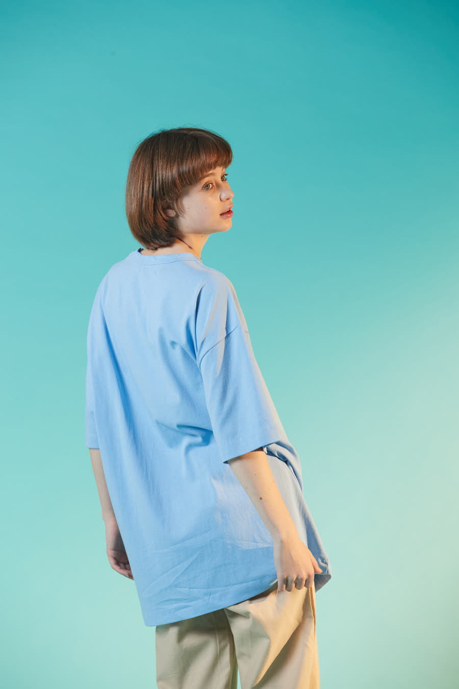 하이플래닛(HIGH PLANET) T[1005]바이오 오버핏 티셔츠(블루)