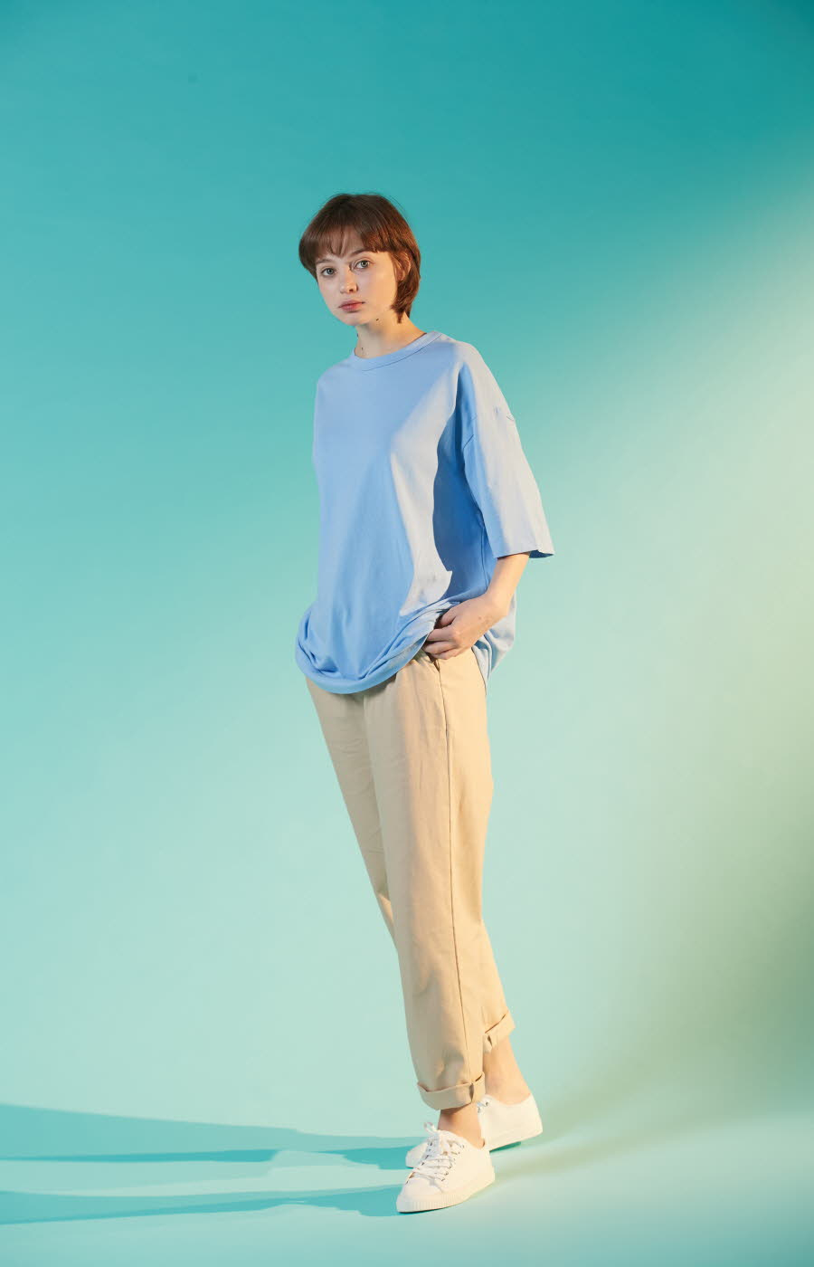 하이플래닛(HIGH PLANET) T[1005]바이오 오버핏 티셔츠(블루)