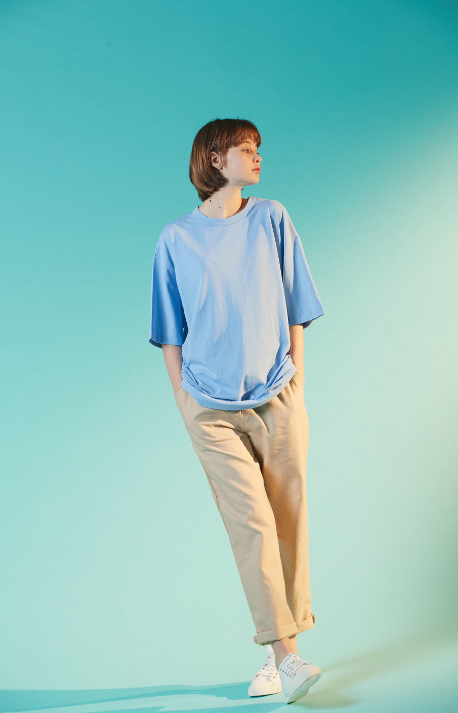 하이플래닛(HIGH PLANET) T[1005]바이오 오버핏 티셔츠(블루)