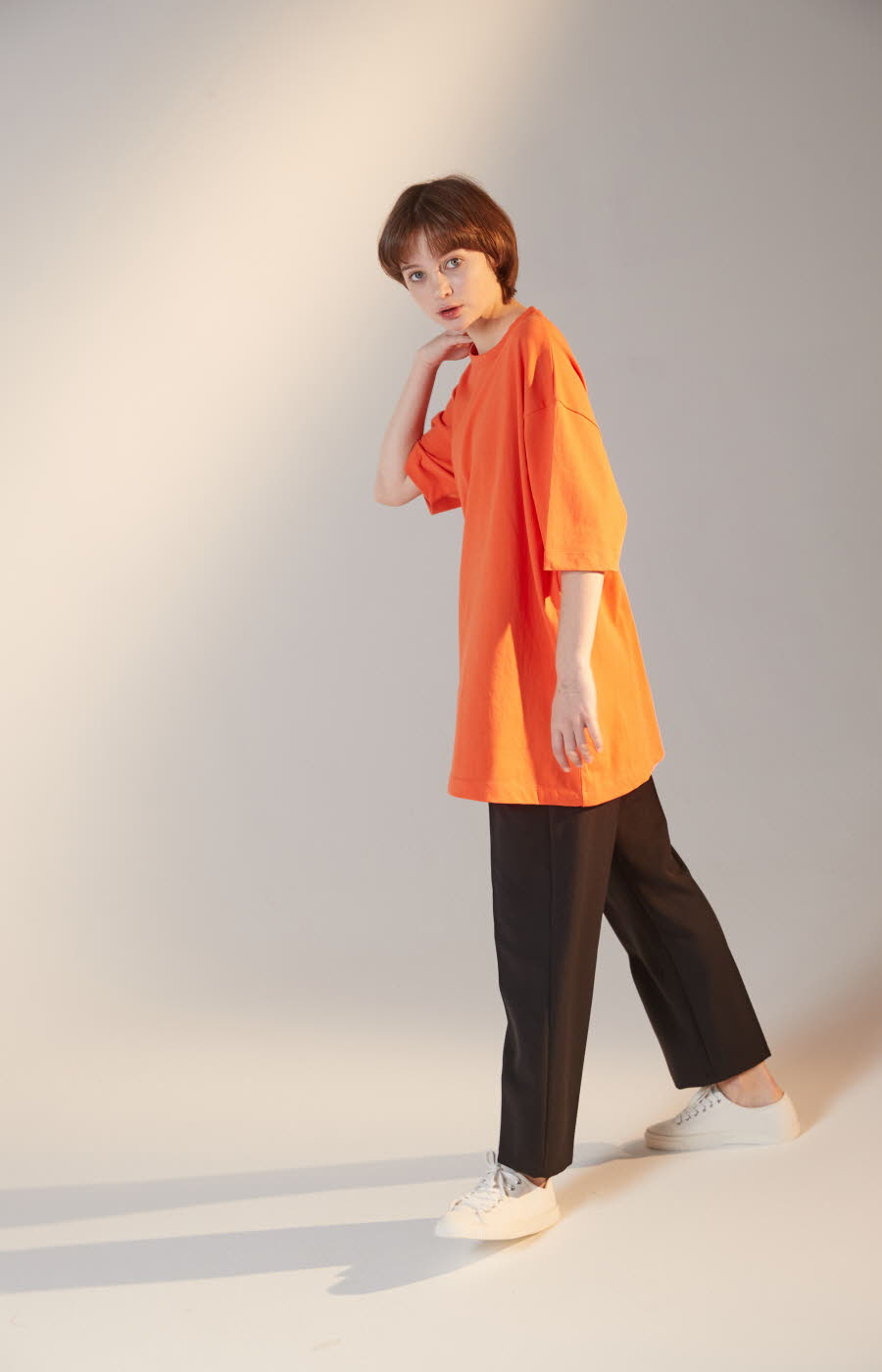 하이플래닛(HIGH PLANET) T[1006]바이오 오버핏 티셔츠(오렌지)