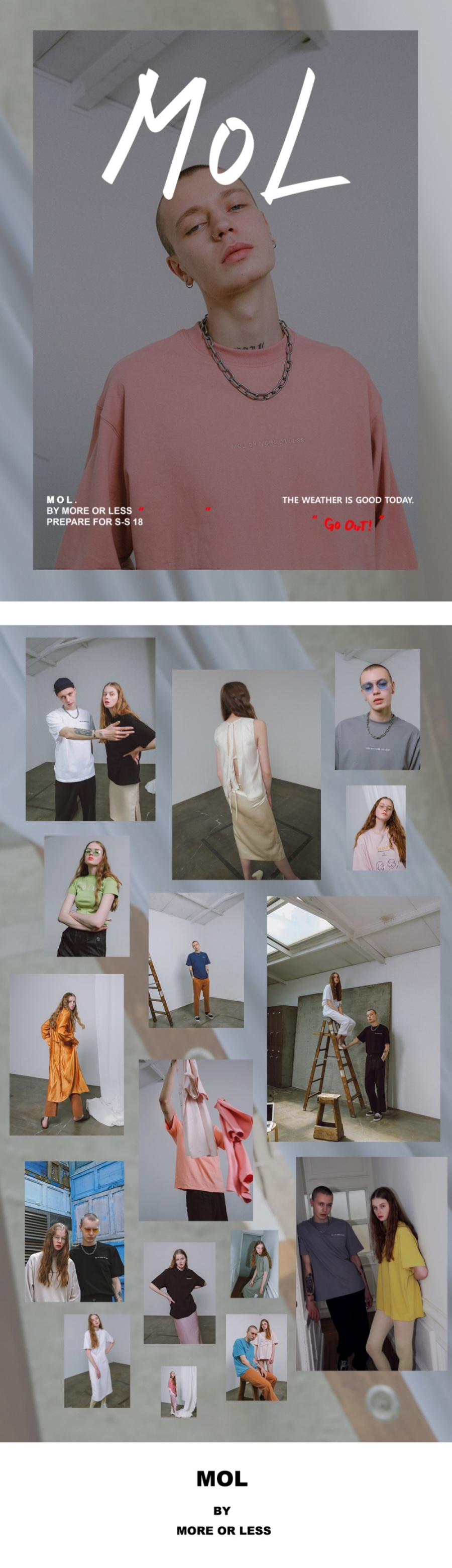 모어올레스(MORE OR LESS) (UNISEX) 1/2 COTTON T-SHIRT -WHITE