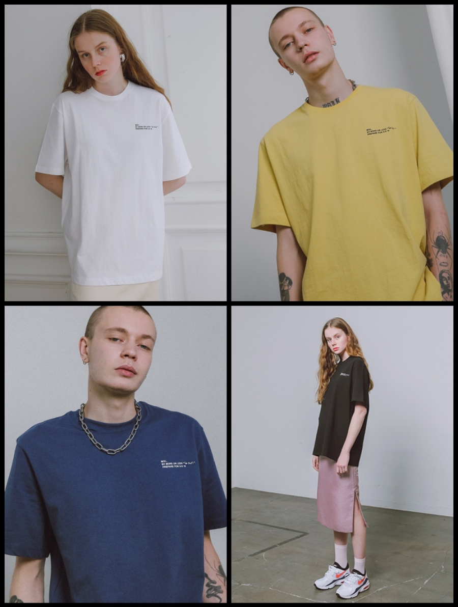 모어올레스(MORE OR LESS) (UNISEX) 1/2 COTTON T-SHIRT -WHITE