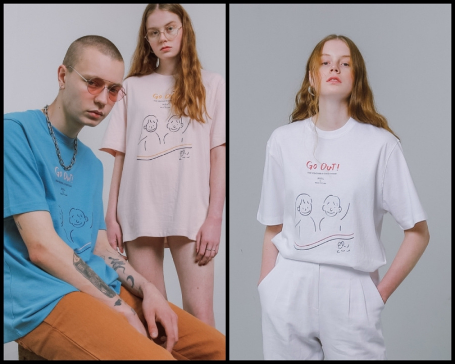모어올레스(MORE OR LESS) (UNISEX) GO OUT 1/2 T-SHIRT - WHITE