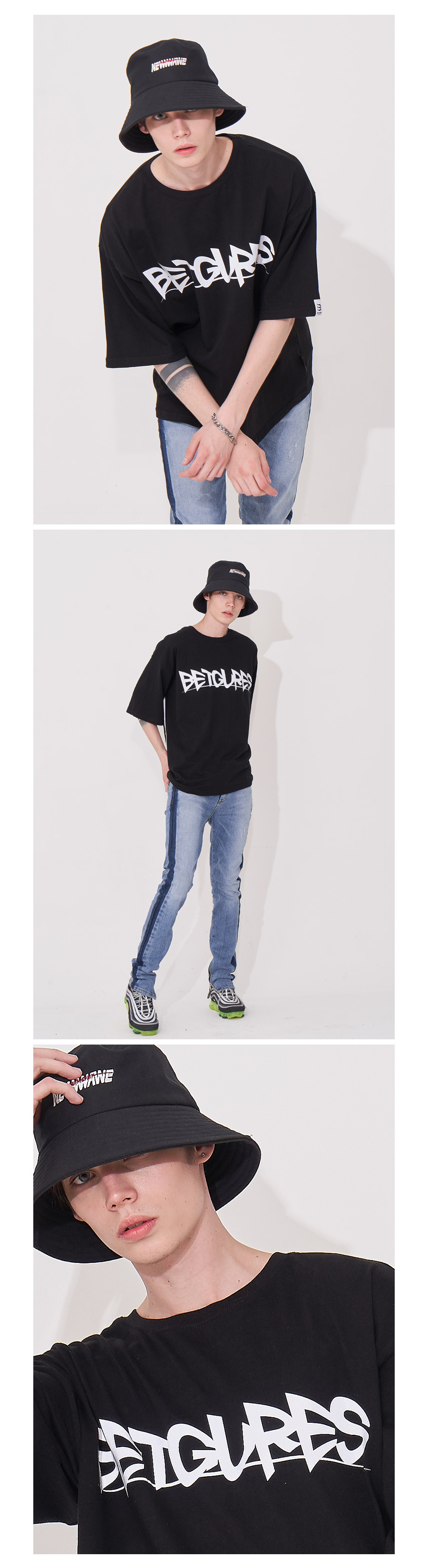 벳규어스(BETGURES) [UNISEX] 20수 크레이지 스카치 반팔티 검정