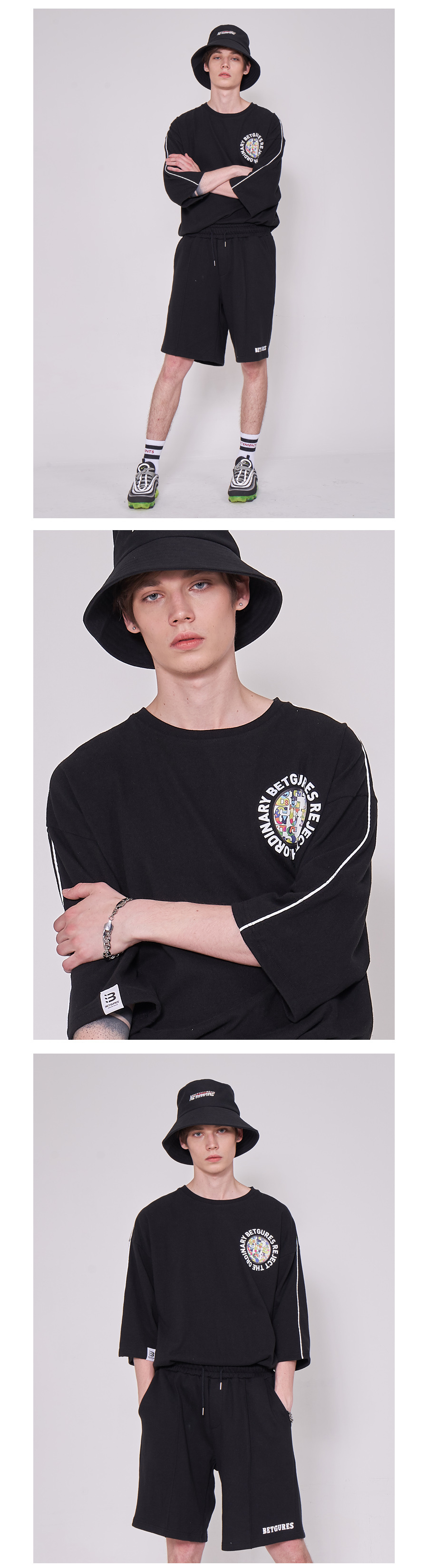 벳규어스(BETGURES) [UNISEX] 10수 원형 스카치 7부티 검정