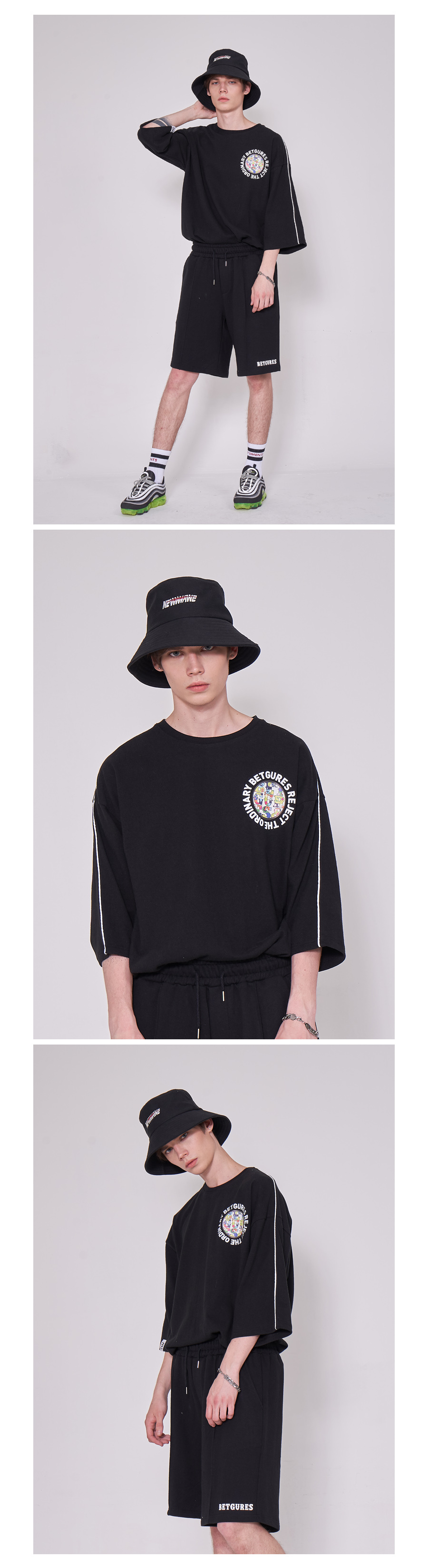 벳규어스(BETGURES) [UNISEX] 10수 원형 스카치 7부티 검정