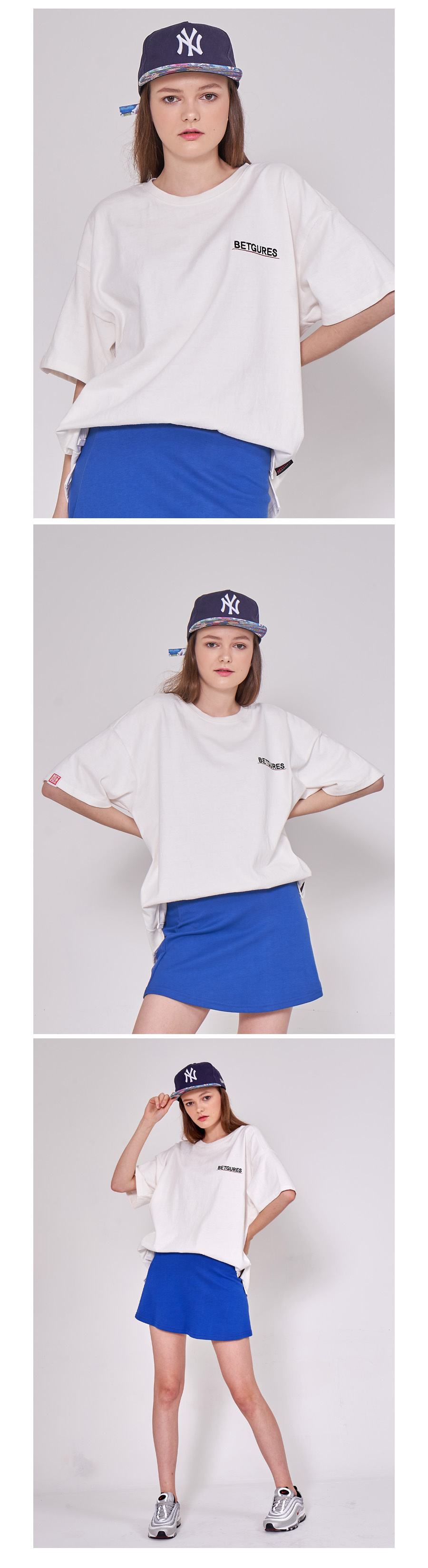 벳규어스(BETGURES) [UNISEX] 10수 베이직 자수 반팔티 백색