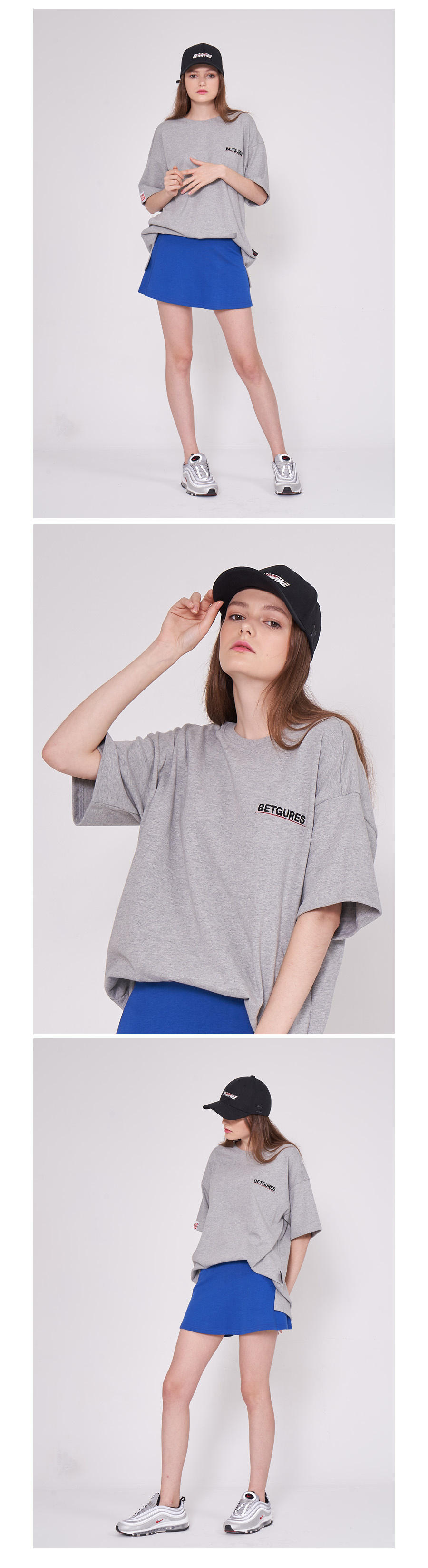 벳규어스(BETGURES) [UNISEX] 10수 베이직 자수 반팔티 회색