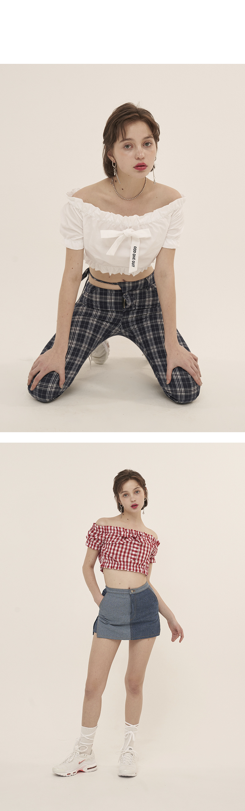 오드원아웃(ODDONEOUT) 리본 오프 숄더 탑_블랙