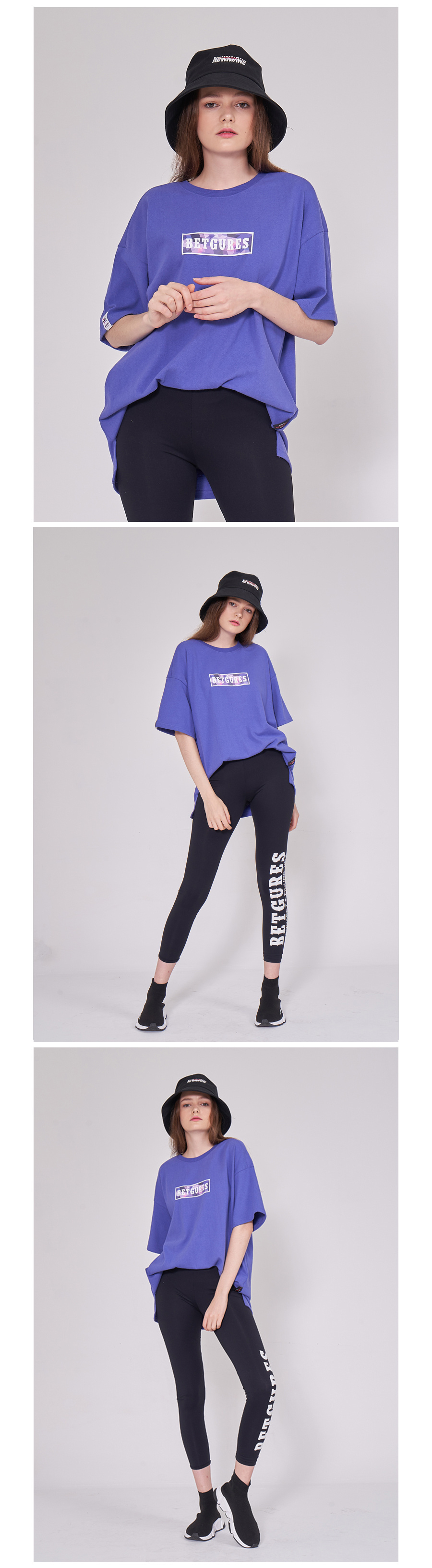 벳규어스(BETGURES) [UNISEX] 10수 십자가 트임 반팔티 보라