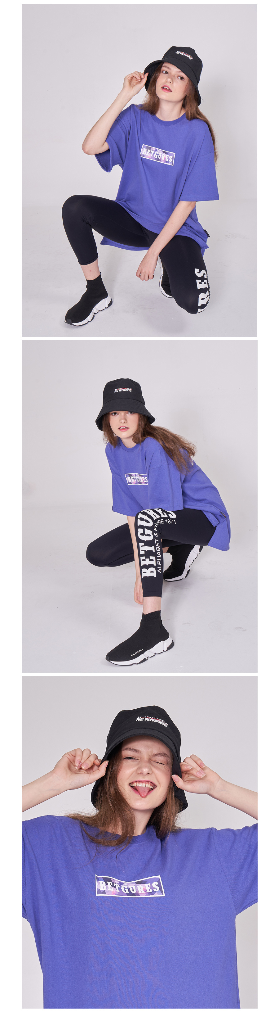벳규어스(BETGURES) [UNISEX] 10수 십자가 트임 반팔티 보라