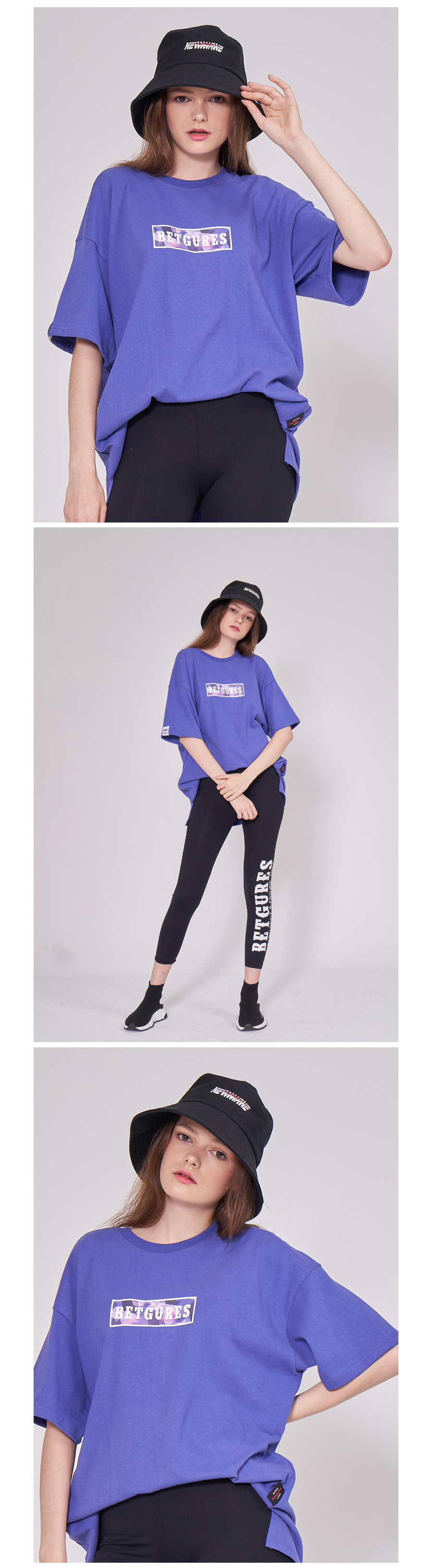 벳규어스(BETGURES) [UNISEX] 10수 십자가 트임 반팔티 보라