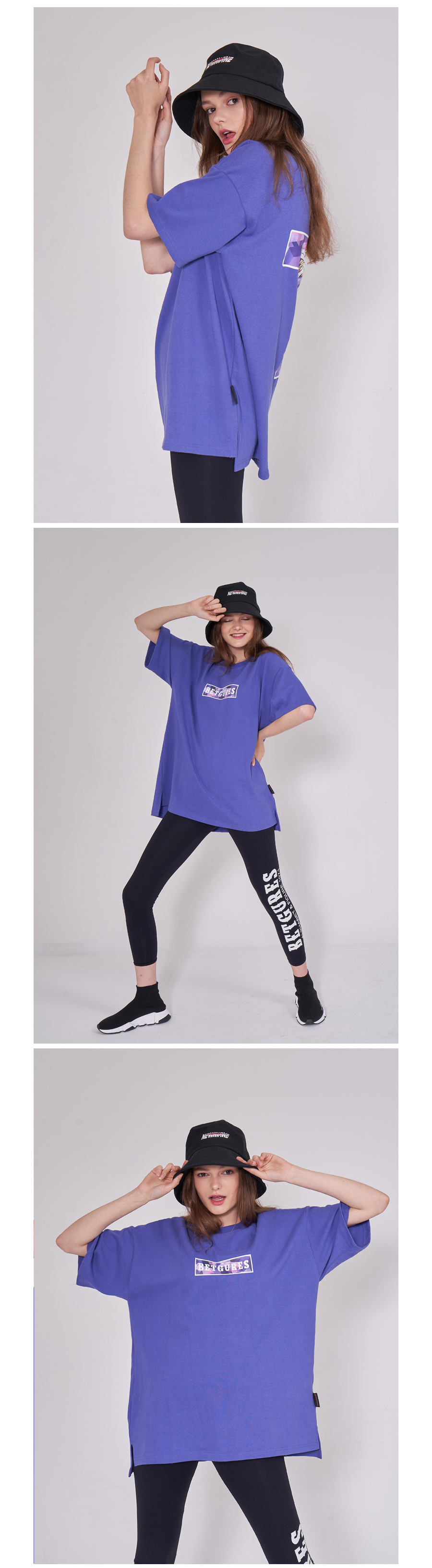 벳규어스(BETGURES) [UNISEX] 10수 십자가 트임 반팔티 보라