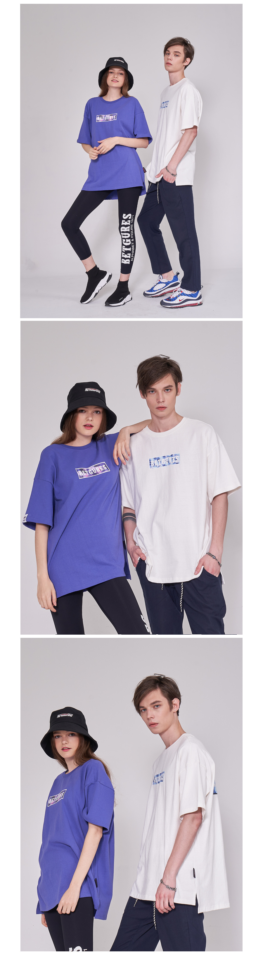 벳규어스(BETGURES) [UNISEX] 10수 십자가 트임 반팔티 보라