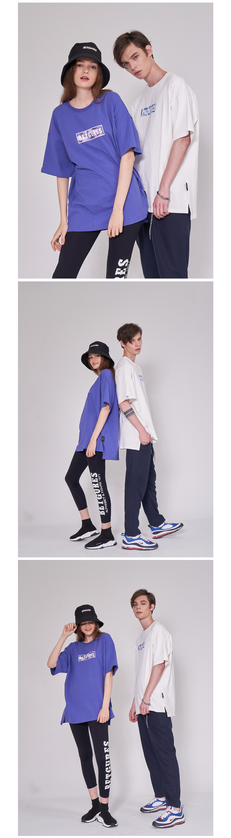 벳규어스(BETGURES) [UNISEX] 10수 십자가 트임 반팔티 보라