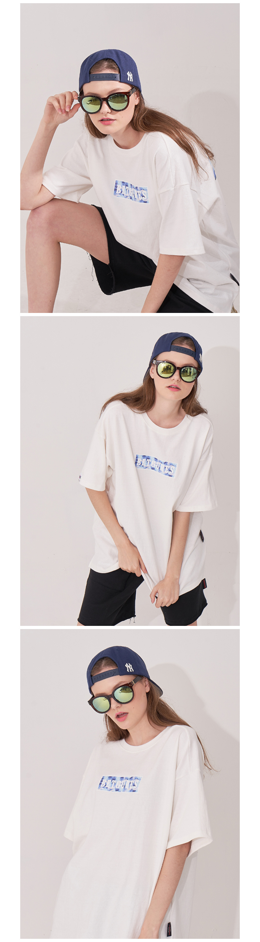 벳규어스(BETGURES) [UNISEX] 10수 십자가 트임 반팔티 백색