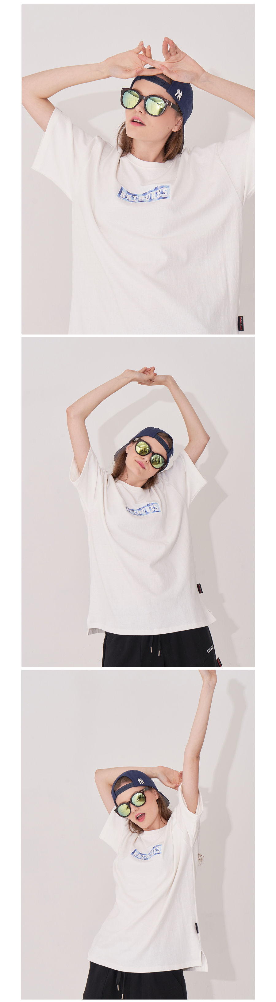 벳규어스(BETGURES) [UNISEX] 10수 십자가 트임 반팔티 백색