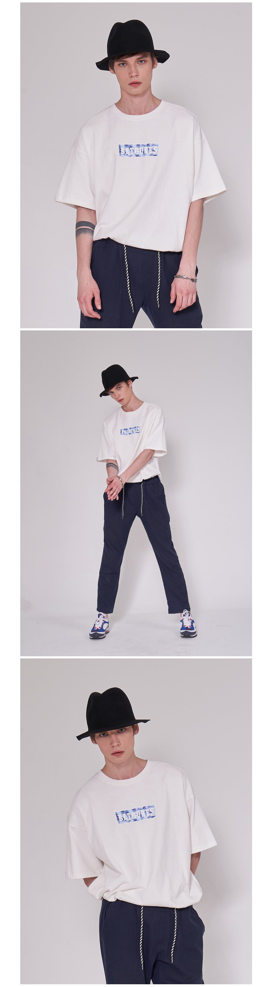 벳규어스(BETGURES) [UNISEX] 10수 십자가 트임 반팔티 백색