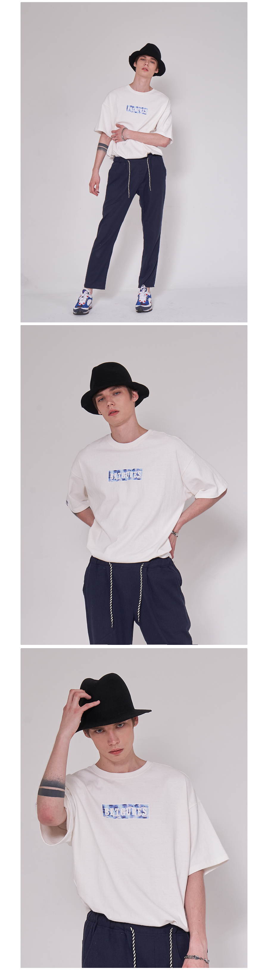벳규어스(BETGURES) [UNISEX] 10수 십자가 트임 반팔티 백색